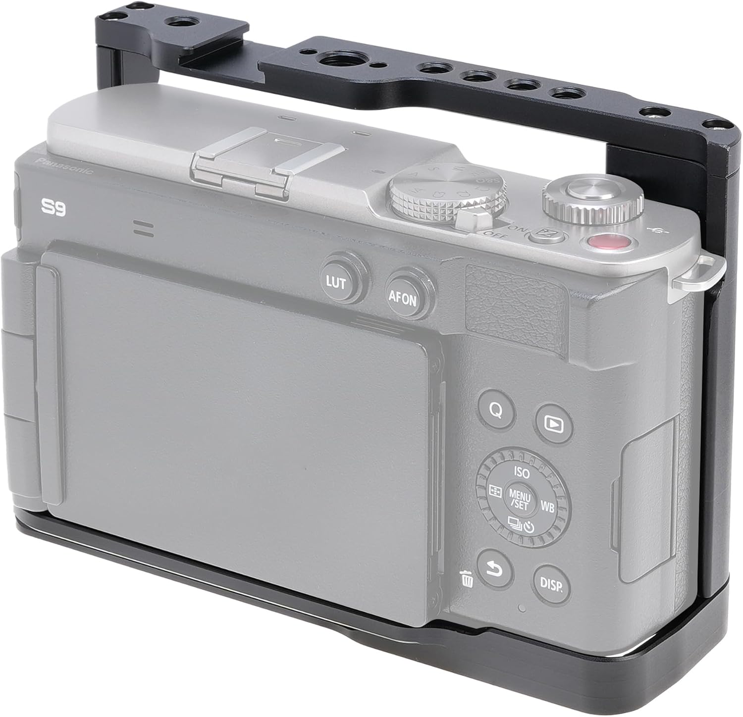 Foto4easy Camera Cage for Panasonic LUMIX S9 Camera,Quick Release Plate for Arca-Swiss,1/4" & 3/8" Screw Holes and Cold Shoe Mount for Accessories