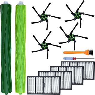 Replacement Parts Compatible with for iRobot Roomba s9 (9150) s9+ s9 Plus (9550) S Series Wi-Fi Robot Vacuum Cleaner (1 Set of Multi-Surface Rubber Brushes +4 Filters + 4 Side Brushes)