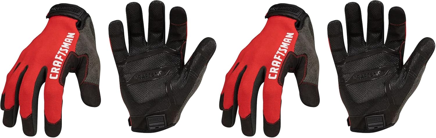 CRAFTSMAN CMMT14199 Touchscreen Compatible Unisex Silicone Grip Mechanic Gloves, Large