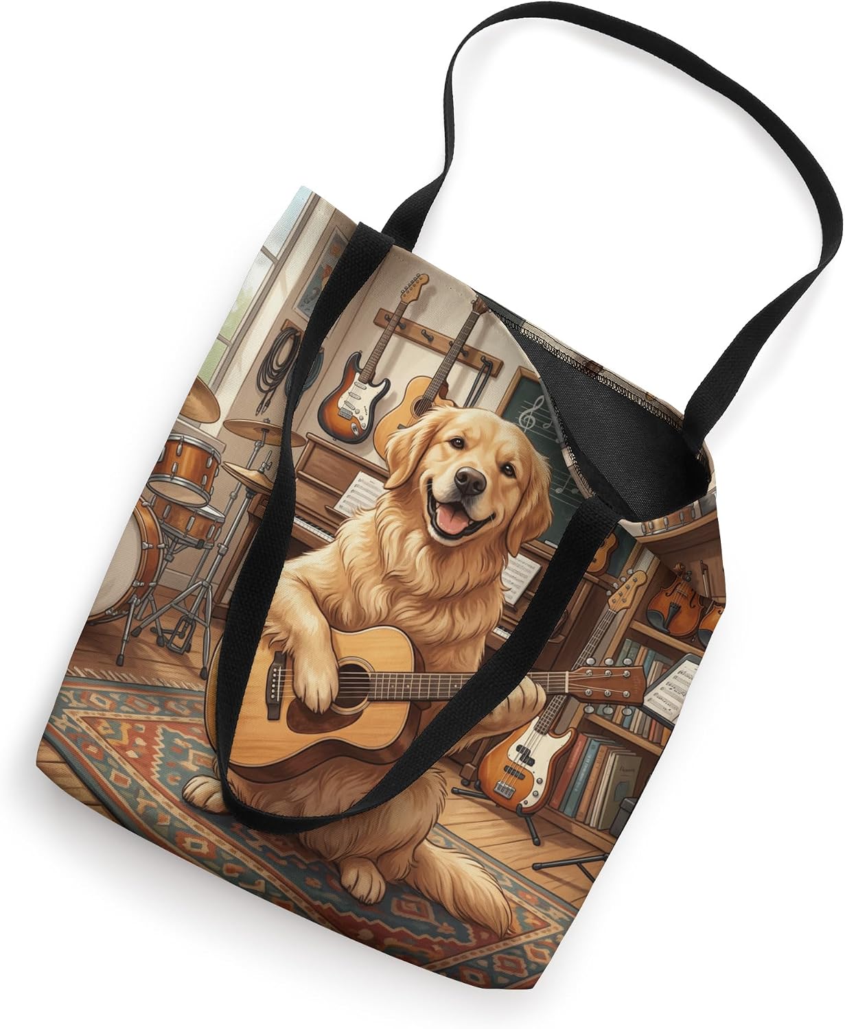 Retriever Guitar Music Classroom Dog Scene Tote Bag