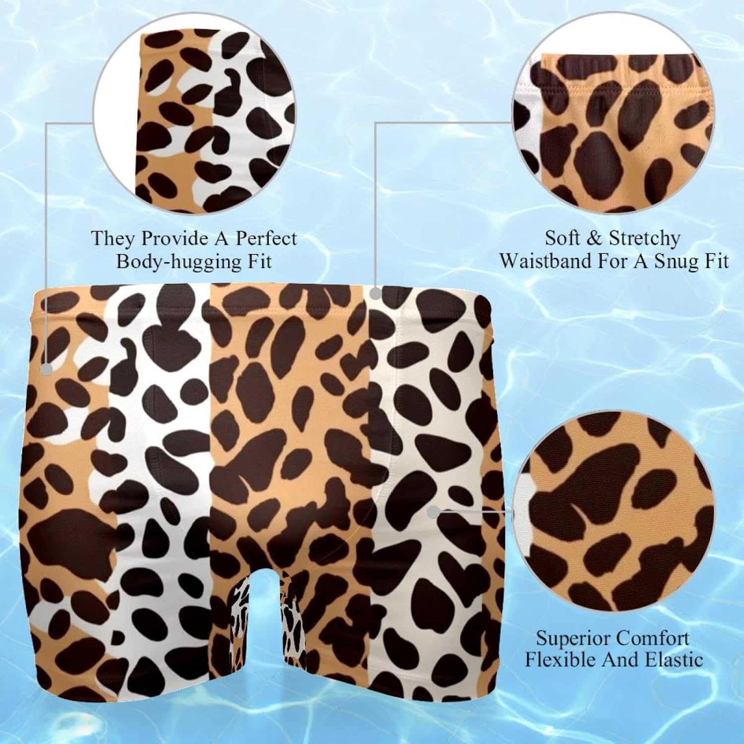 Mens Art Leopard Print-2066 Swim Trunks Elastic Waistband Short Mens Bathing Suit, S,