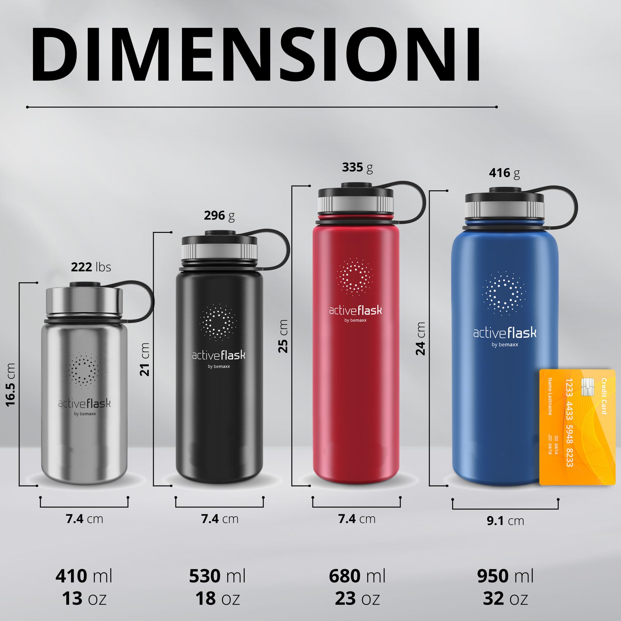 Bottiglia Acqua Termica INOX ACTIVE FLASK + Cannuccia (3 Tappi), Senza BPA, 1l/500ml | Borraccia Isotermica Acciaio - Caldo/Freddo, Ufficio Outdoor Sport Bicicletta viaggio fitness, Caffe Te
