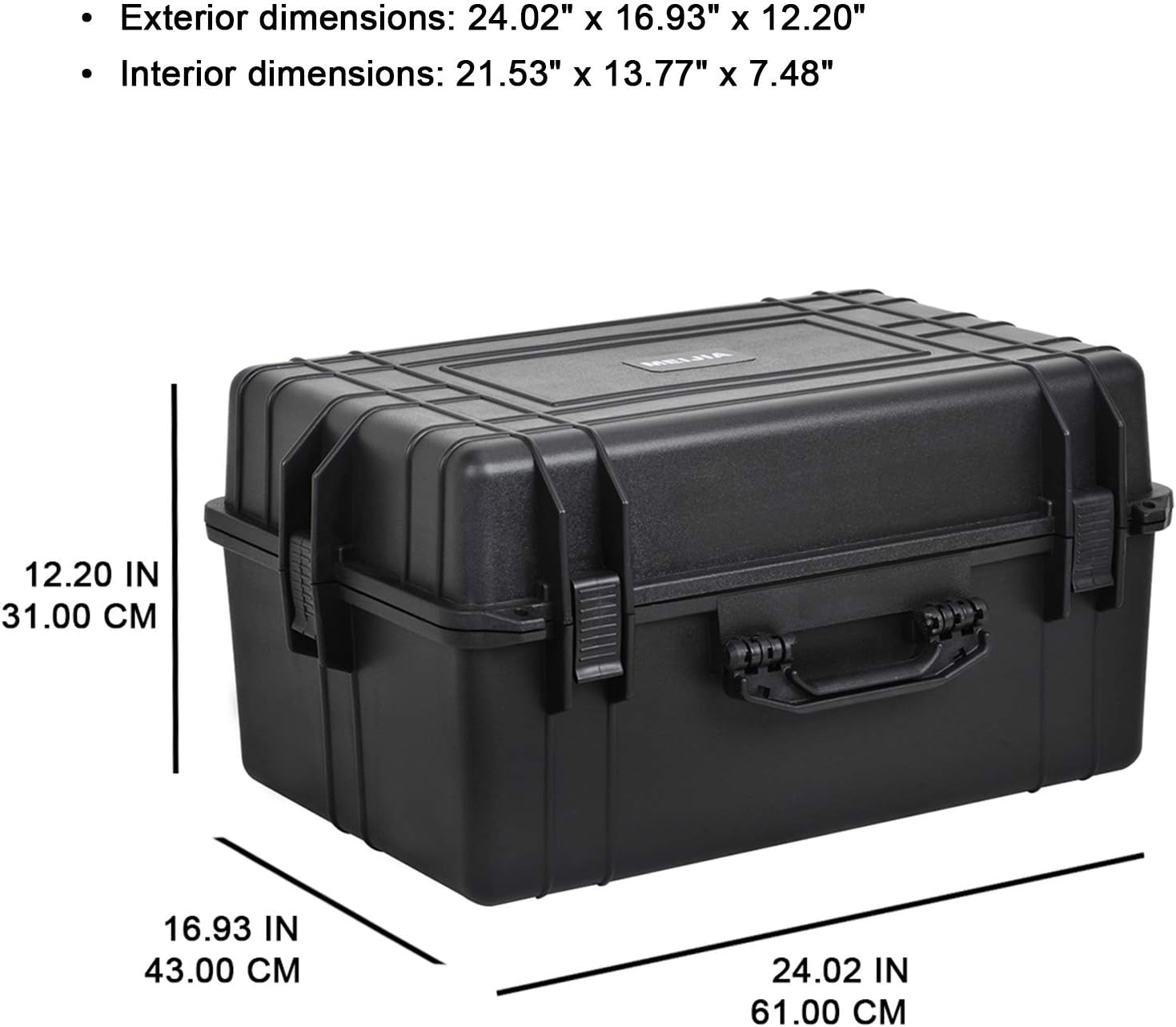 MEIJIA All Weather Waterproof Hard Camera Case,Hard Case with Customizable Fit Foam,Fit Use of Drones,Camera,Equipments,Pistols,Elegant Black (Black, 24.01"x16.92"X12.2") - Image 4