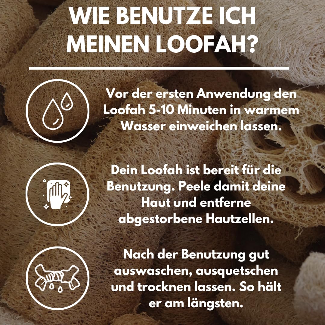 Loofahcrafts Peelinghandschuh natürlicher ägyptischer Luffa-Schwamm Luffa Waschhandschuh Badeschwamm Peelingschwamm Luffah exfoliating gloves Body Scrubber Dusch Fluff Duschschwamm Körper