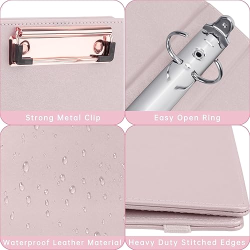 Miniatura 5 de HAUTOCO Carpeta de 3 anillos de 1 pulgada con portapapeles para papel tamaño carta de 11 x 8.5 pulgadas, carpeta flexible con almacenamiento, 5