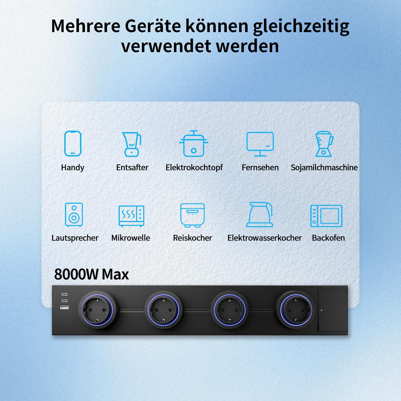 CNBINGO Stromschienen Steckdose mit USB,Aufputz Steckdosenleiste Schwarz | 60cm Stromschiene mit Schalter,Mehrfachsteckdose mit 4 Steckdosen Adaptern,Steckdosenschiene für Büro, Werkstatt
