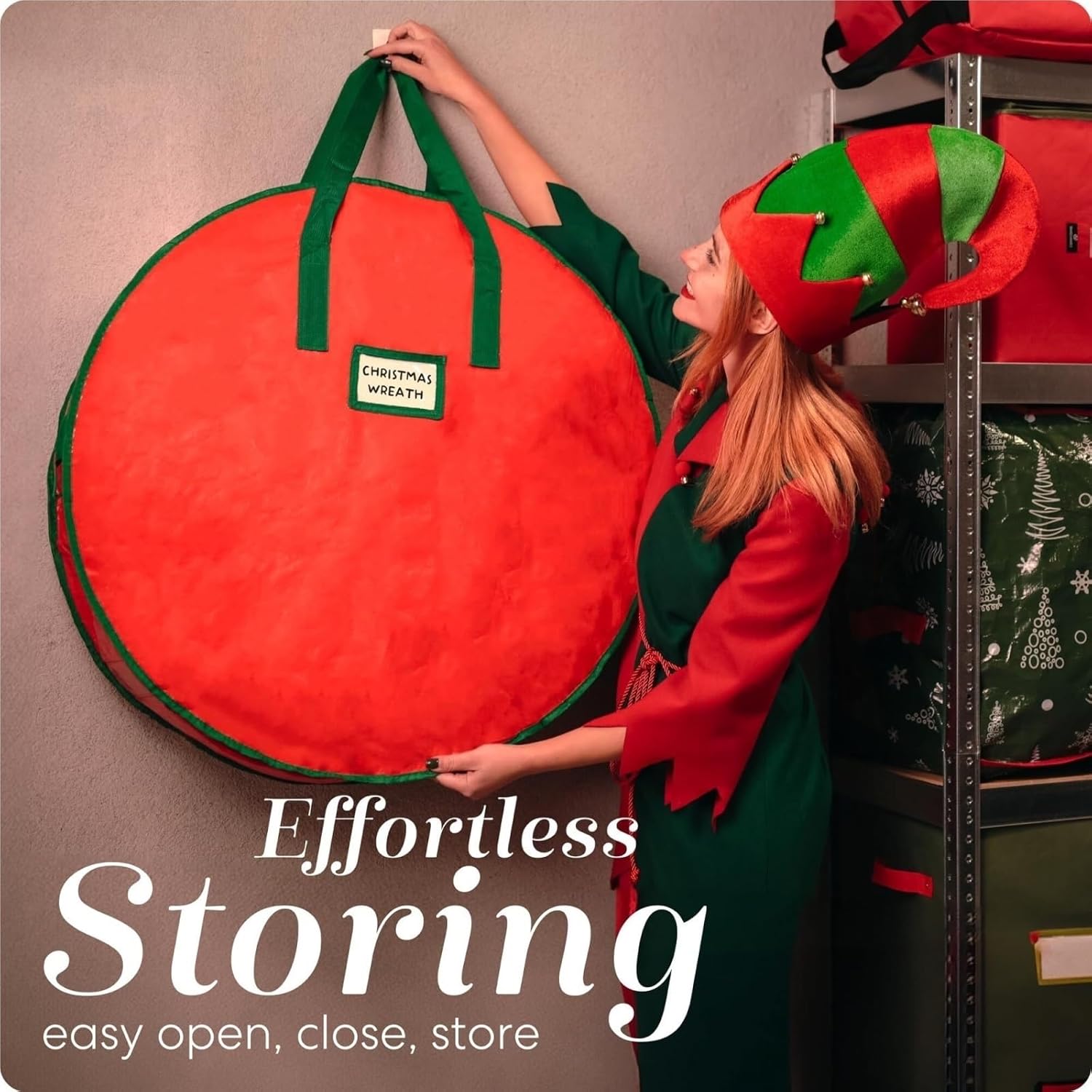Storage Container for Tree Christmas Wreath Storage Bag with Handle Waterproof Fabric Material with Zipper Holiday Tree Bag(60cm)