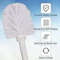 Vista 4 de Topsky Toilet Brush & Holder Set, 2 Pack Plastic Round Barrel Loo Brush with 2 Replacement Heads, Durable for Bathroom, White Blanco