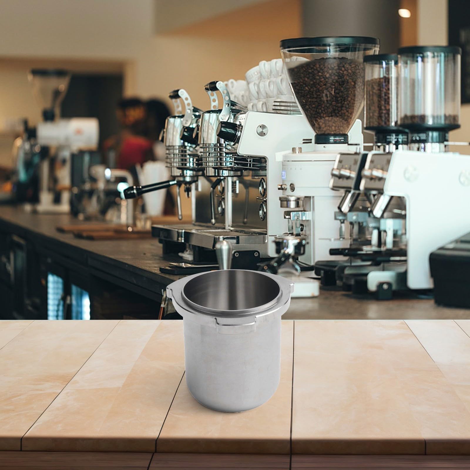 Taza dosificadora de acero inoxidable de 54 mm para máquinas de espresso de la serie 8, herramienta de transferencia de café molido con minimalista PARA DISEÑO para BES876, para limpiar