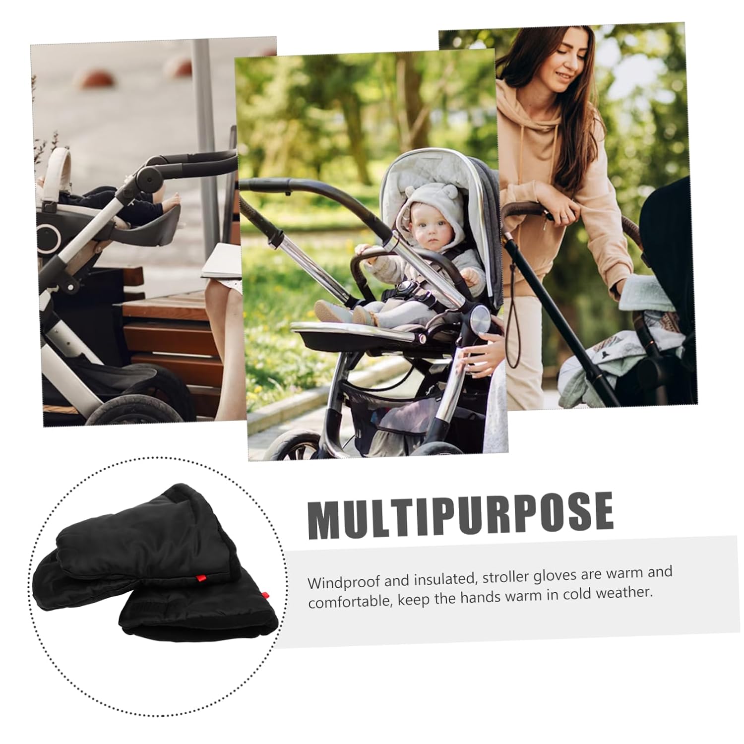 1pair Stroller Gloves Insulated Windproof Mittens for Cold Weather Comfortable and Detachable Design Sturdy for Parents The Go