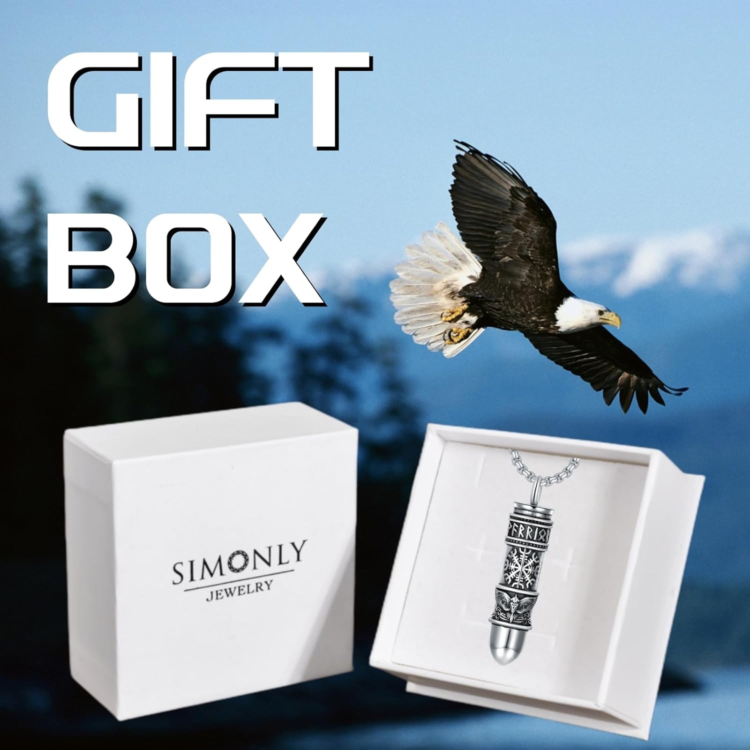 SIMONLY Bullet Urn Necklaces for Ashes 925 Sterling Silver Lion Eagle Compass Tree of Life Necklace Viking Warrior Leo Cremation Jewelry for Men Women Unisex - Image 4