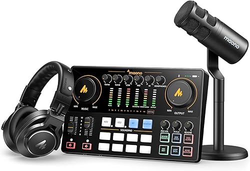 Miniatura 12 de MAONO Paquete de equipos de podcast: mezclador de interfaz de audio con entrada XLR dual para transmisión de podcasts - MaonoCaster E2 Gen2