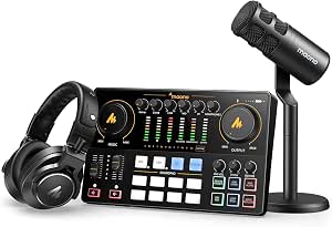 MAONO Podcast Equipment Bundle: Audio Interface mixer with Dual XLR Input for Podcast Streaming - MaonoCaster E2 GEN2+PD100+MH700