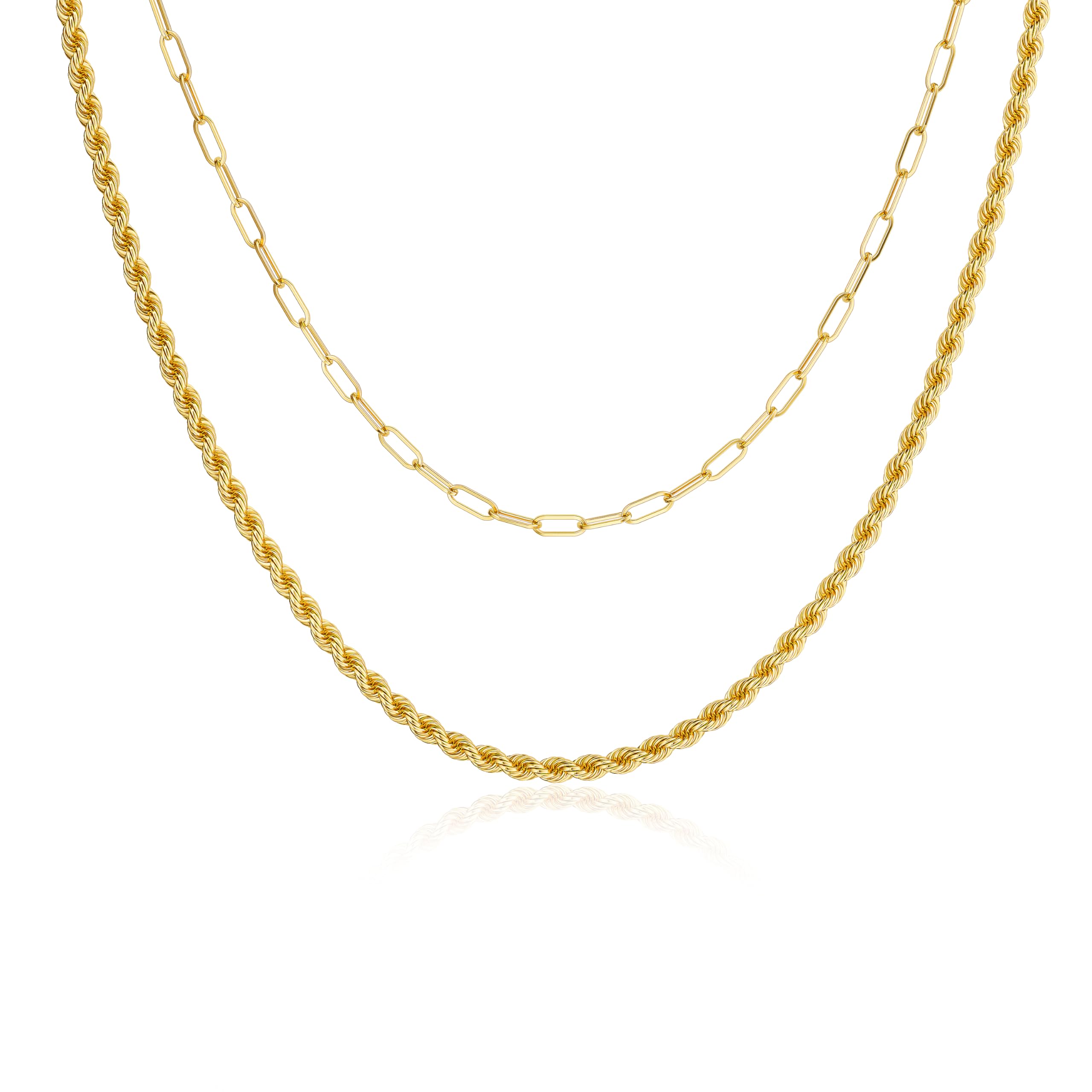 CHESKY 14K Gold Plated Layered Chain Necklace for Women