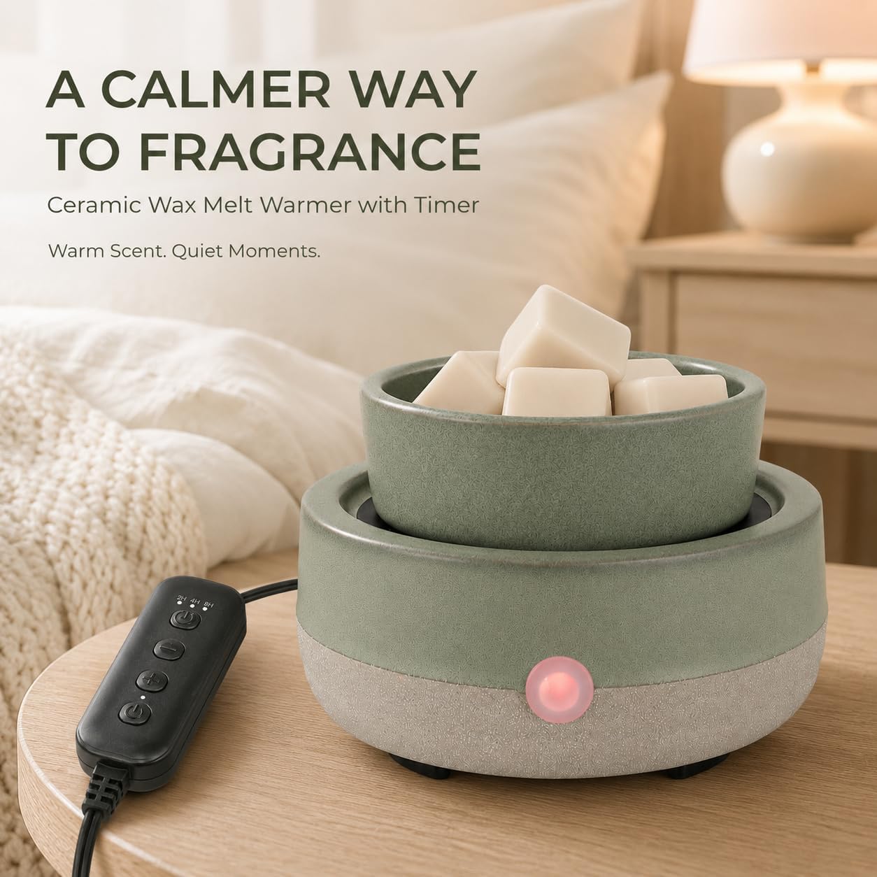 Candle Wax Melt Warmer with Timer Ceramic Electric Wax Melt 4-in-1 Oil Burner Adjusting Temperature Fits Yankee Large Jar Scented Candle for Home Decor Birthday Gifts for Women Mom Grandma Girls Green image 2