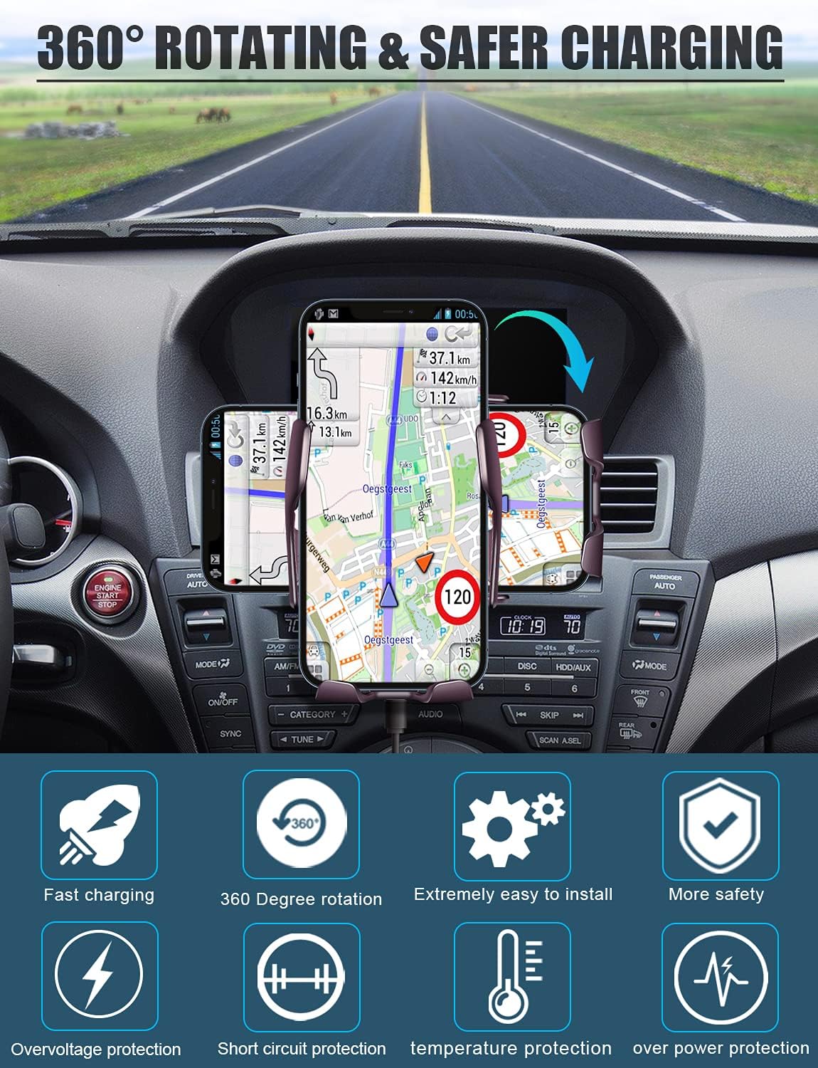 Crаzу Dеаlѕ Wireless Car Charger Mount,10W Qi Fast Charging Auto-Clamping Car Mount Air Vent Phone Holder Compatible with iPhone 13/13Pro/12/12Pro/SE/11/11Pro/11ProMax/XSMax/XS/XR,Samsung S10/S9/S8/Note10/Note9