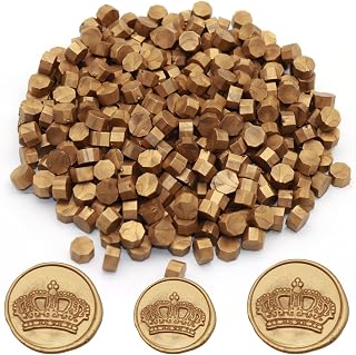 250pcs Wax Seal Beads Antique Gold, Andotopee Premium Sealing Wax Beads for Stamp Seals, Octagon Seal Stamp Pellets Refill Pack for Wedding Invitation, Letter Envelope, Scrapbook DIY, Bridal Crafts