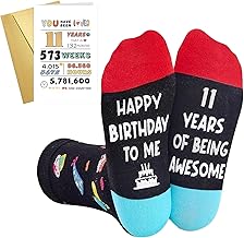 11 Year Old Boy Gifts, 11th Birthday Card Boy and Funny Socks Happy Birthday to Me, 11 Years of Being Awesome Novelty Socks with Greeting Cards and Envelopes