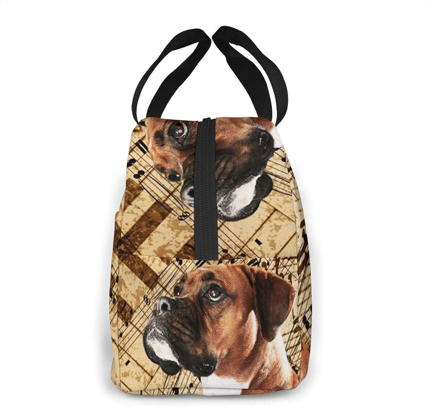 Insulated Lunch Bag for Women Men Boys Girls Lovely Boxer Dog Music Notes Piano, Reusable Lunch Box Tote Organizer Cooler Bag Container for School Work Travel Picnic - Image 3