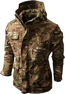 Men's Military Tactical Jacket Camo Print Hooded Hunting Coat Outdoor Winter Warm Army Camouflage Windproof Outwear