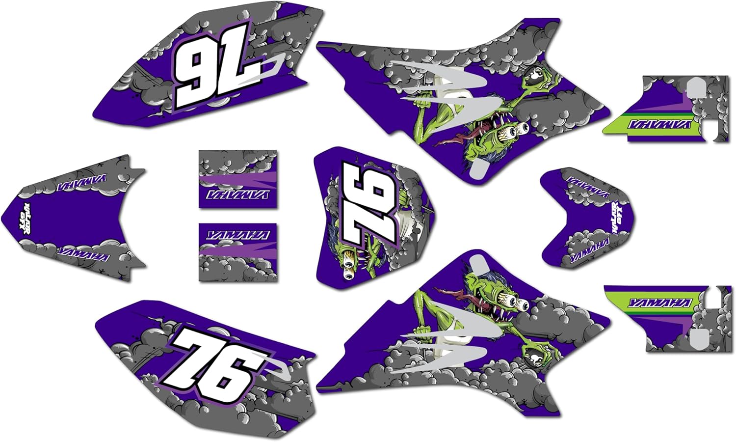 Graphics Kit for Yamaha TT-R50 (2006-2023) TT-R50E TTR50 lunatic Series Purple 09 Mil - Dirt bike Custom Racing Graphics Decals Stickers Kit, no-plastics
