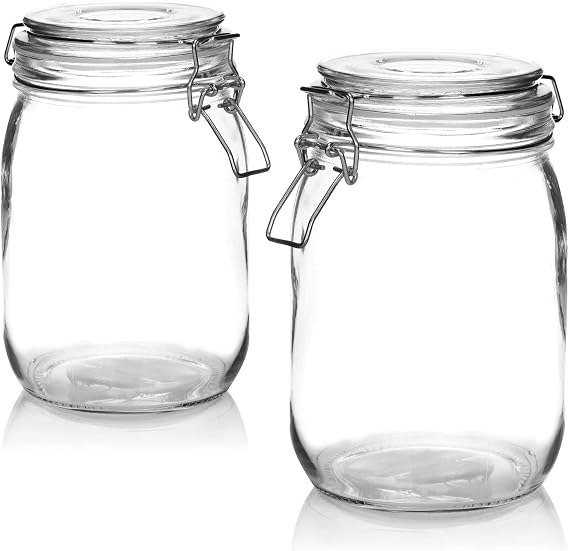 Fixed Jar COM-FOUR® 2X Mason jar with Clip Lock, Storage Jars with Rubber Ring ...