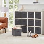 Lifewit 11 Inch Cube Storage Bins, 12 Packs Storage Cubes Foldable Decorative Fabric Storage Baskets for Organizing Home Organizers with Handles for Shelves, Closet, Grey