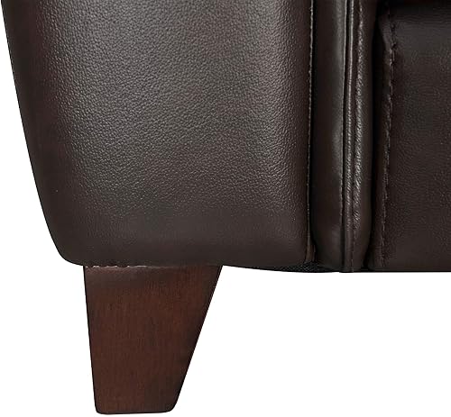 Miniatura 8 de Armen Living Bergen 87" Sofá cuadrado de cuero de brazo, Espresso