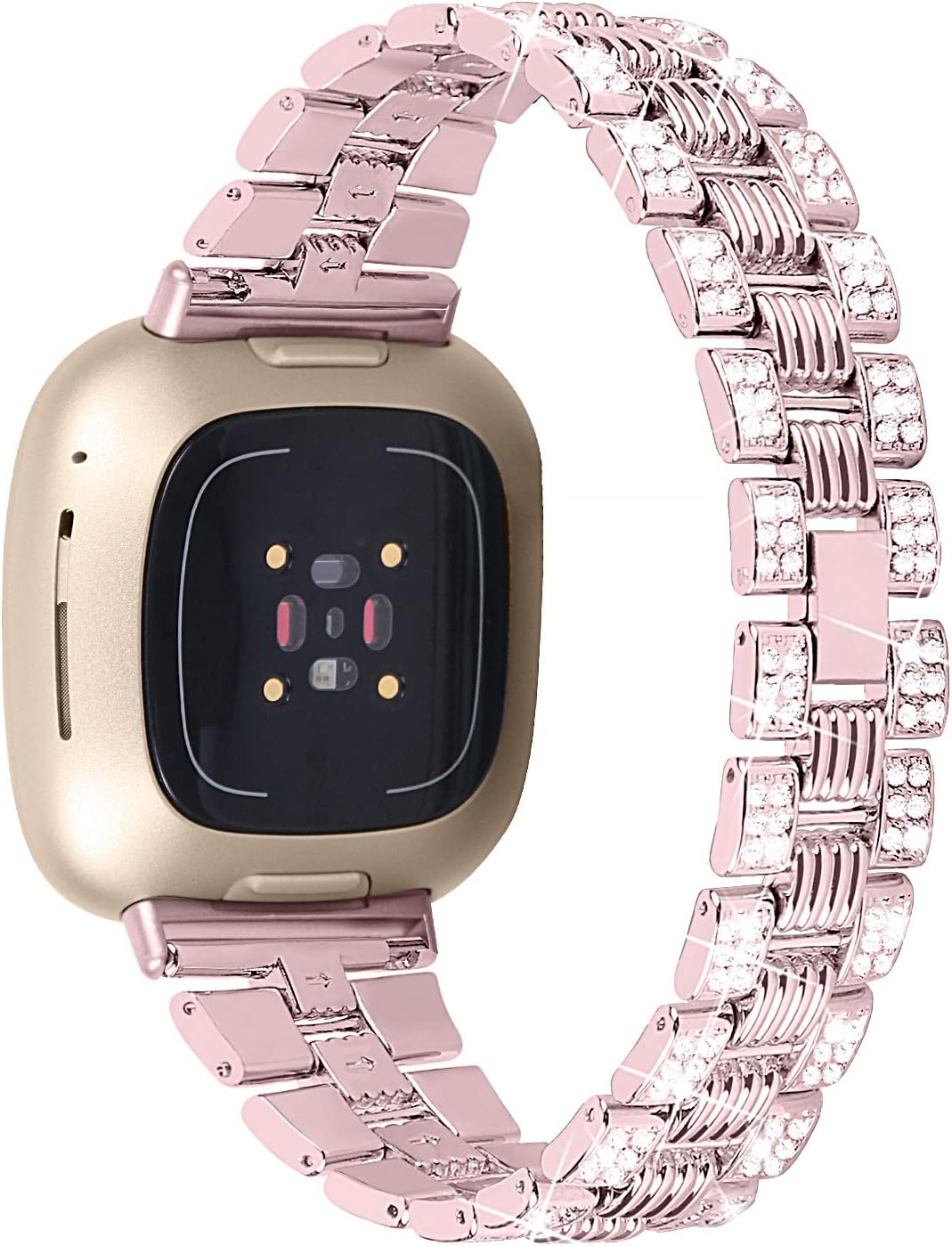 Gimart Compatible with Fitbit Versa 4/Versa 3 Strap for Women Men Metal Bling Stainless Steel Band Replacement Watch Strap Wristband Bracelet for Fitbit Sense/Sense 2 Straps Small Large - Image 3