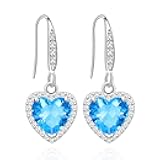 GZWHD Love Heart Cubic Zirconia Earrings for Women, Valentine's Day/Christmas/Mother's Day/Birthday/Birthstone Gift for Mother/Wife/Friend, Wedding/Prom/Party Earrings