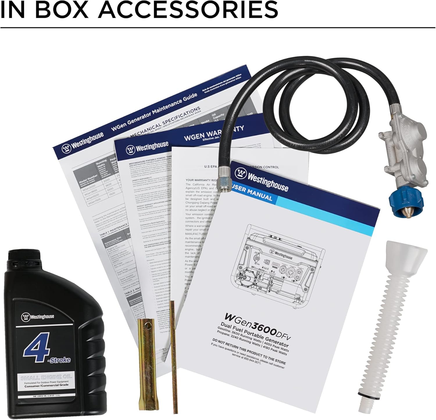 Westinghouse Outdoor Power Equipment WGen3600DFv Dual Fuel (Gas or Propane) Portable Generator 3600 Rated 4650 Peak Watts, RV Ready, CARB Compliant : Everything Else