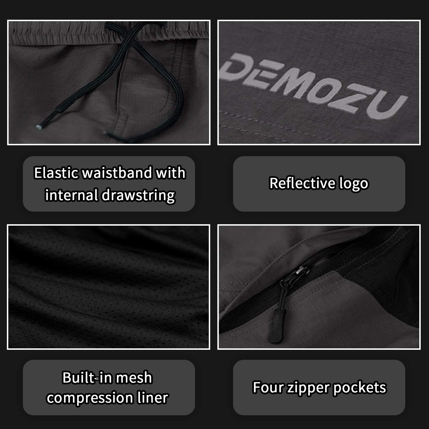 DEMOZU Men's 3D Padded Mountain Bike Shorts Loose Fit Cycling Biking Bicycle MTB Shorts with Zipper Pockets, Grey, XXXL : Clothing, Shoes & Jewelry