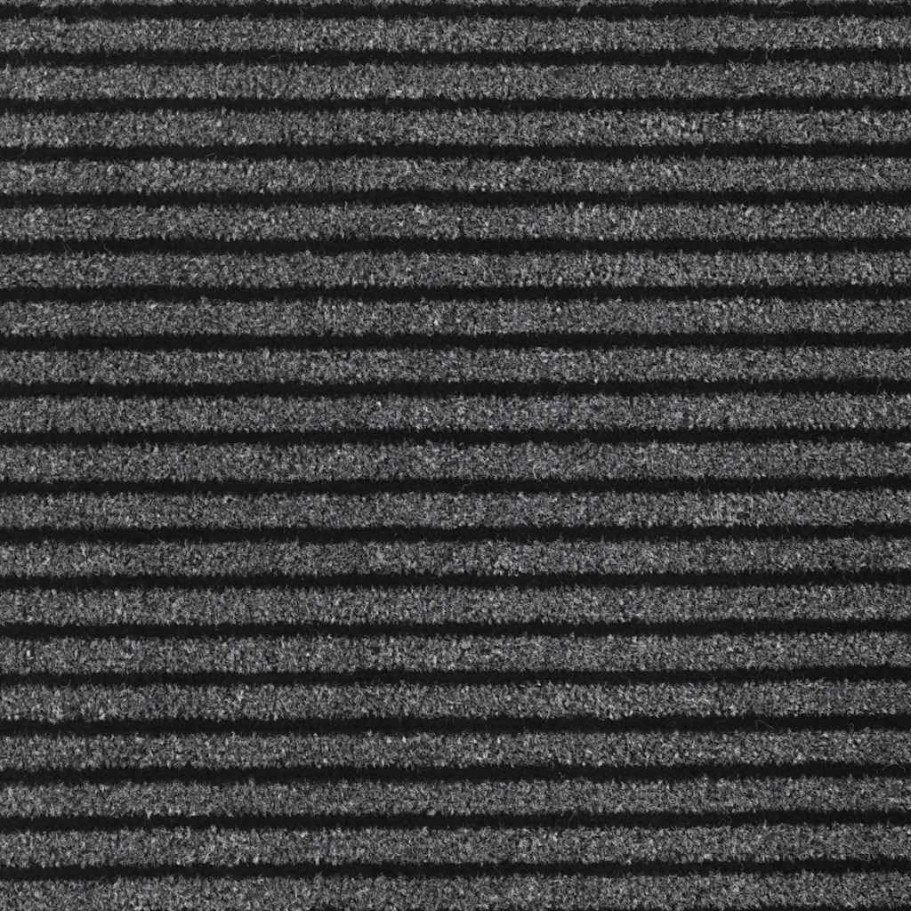 Felpudo a rayas negras y grises, 90 x 150 cm, de polipropileno, para interior y exterior, antideslizante, para entrada de casa, pasillo y terraza, resistente