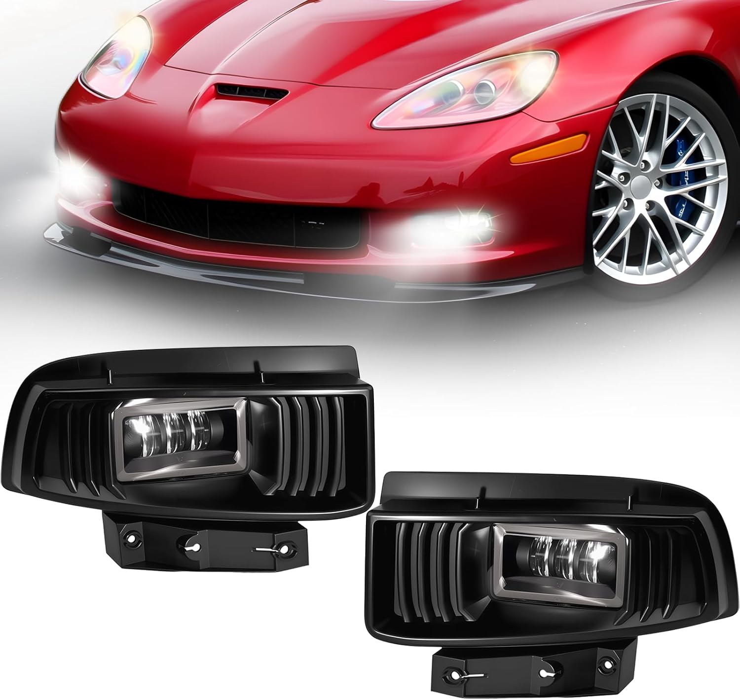 LED Fog Lights Compatible with 2005-2013 Chevy C6 umper Driving Fog Lamps Assemblies with Switch and Wiring Harness