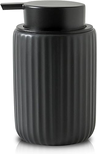 Miniatura 1 de Dispensador de jabón de cerámica de 13 onzas para cocina y baño, dispensador negro con bomba de plástico de fácil prensa, dispensador de jabón