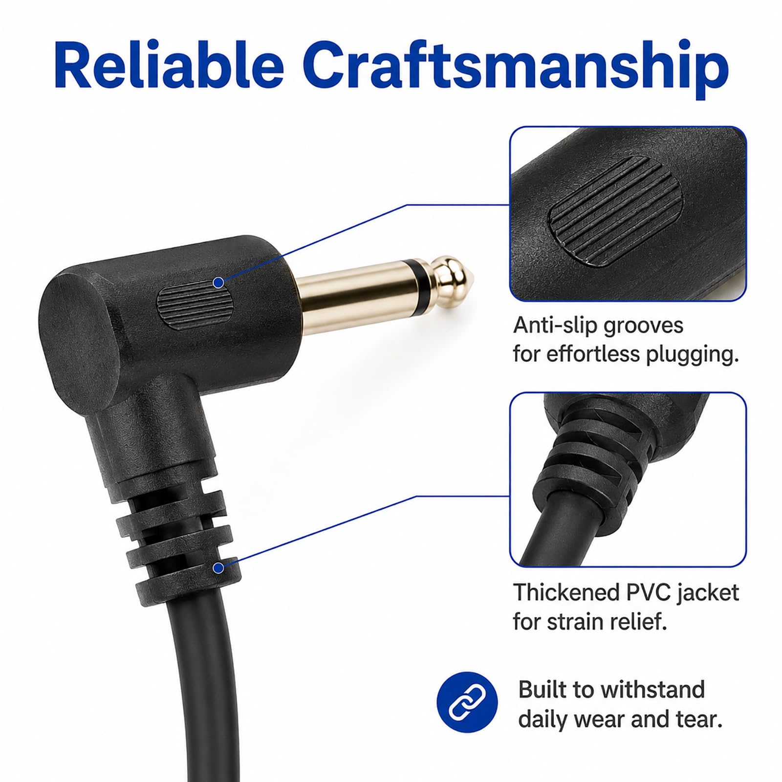 6 35 Stecker auf Buchse, Rechtwinklige 6 35 kabel Verlängerungskabel Rechtwinklig 0,5m 1/4 Zoll TS Mono Stecker Buchse Audio Kabel mit vergoldeten Kontakten für Mixer Lautsprecher Studio Equipment