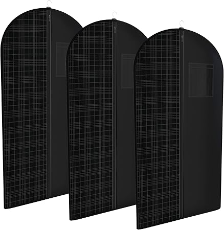 review Black Tartan Tuxedo Garment Travel Bags 3 Pack With ID Tag Window - 48