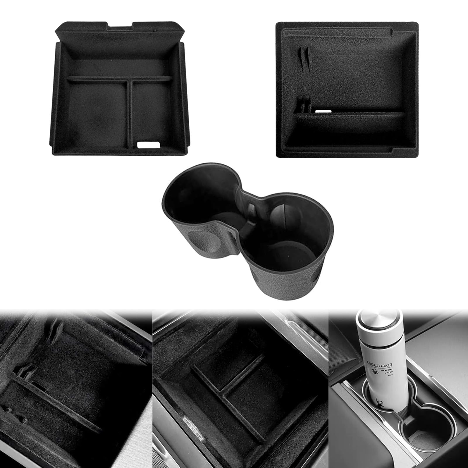 Supporto per Console Centrale, 3 Pezzi, Modello 3 2024, bracciolo, Contenitore portaoggetti, Accessori Interni per Console Centrale