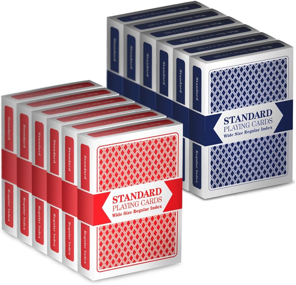 Standard Blue & Red Decks Plastic Coated Playing Cards - 12 Decks (1 Dozen)!