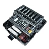 ArtBin 6892AG 2-Tray Art Supply Box, Portable Art & Craft Organizer with Lift-Up Trays, [1] Plastic Storage Case, Gray/Black