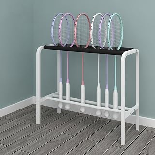 Heavy Duty Tennis Racket Storage Rack Floor Standing Badminton Racquet Storage Rack Tennis Racquet Holder with Sponge Protection Tennises Racket Display Stand(White)