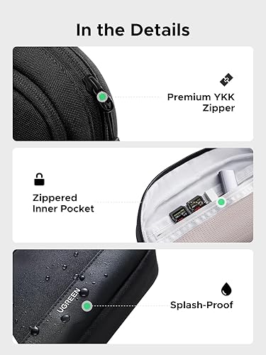 Miniatura 7 de UGREEN Organizador de electrónica de viaje, organizador multifuncional para cables, cable, tarjeta SD, auriculares, cargador, adaptador USB,