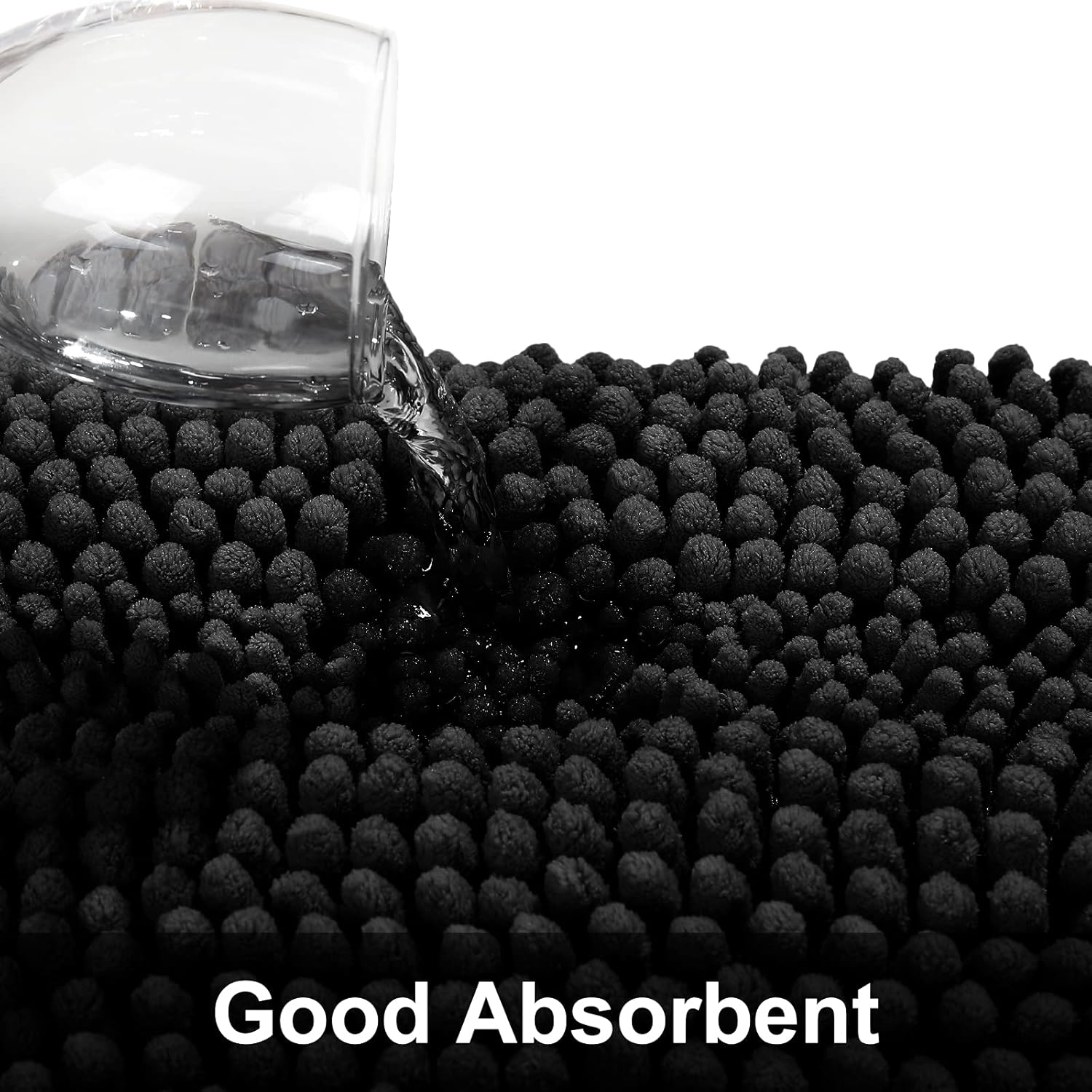 Grandaily Chenille Striped Bathroom Rug Mat, Extra Thick and Absorbent Bath Rugs, Non-Slip Soft Plush Shaggy Bath Carpet, Machine Wash Dry, Bath Mats for Tub, Shower and Bath Room, 24x36, Black : Home & Kitchen