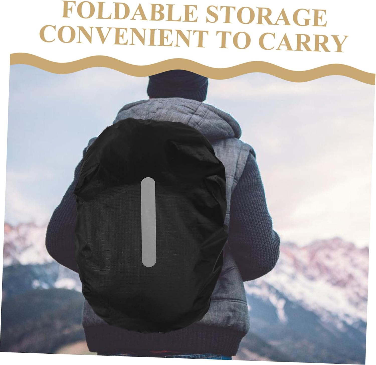 LIOOBO Backpack Rain Cover with Reflective Strip Versatile Outdoor Protector for Hiking Camping Cycling Full Coverage Lightweight Durable Black