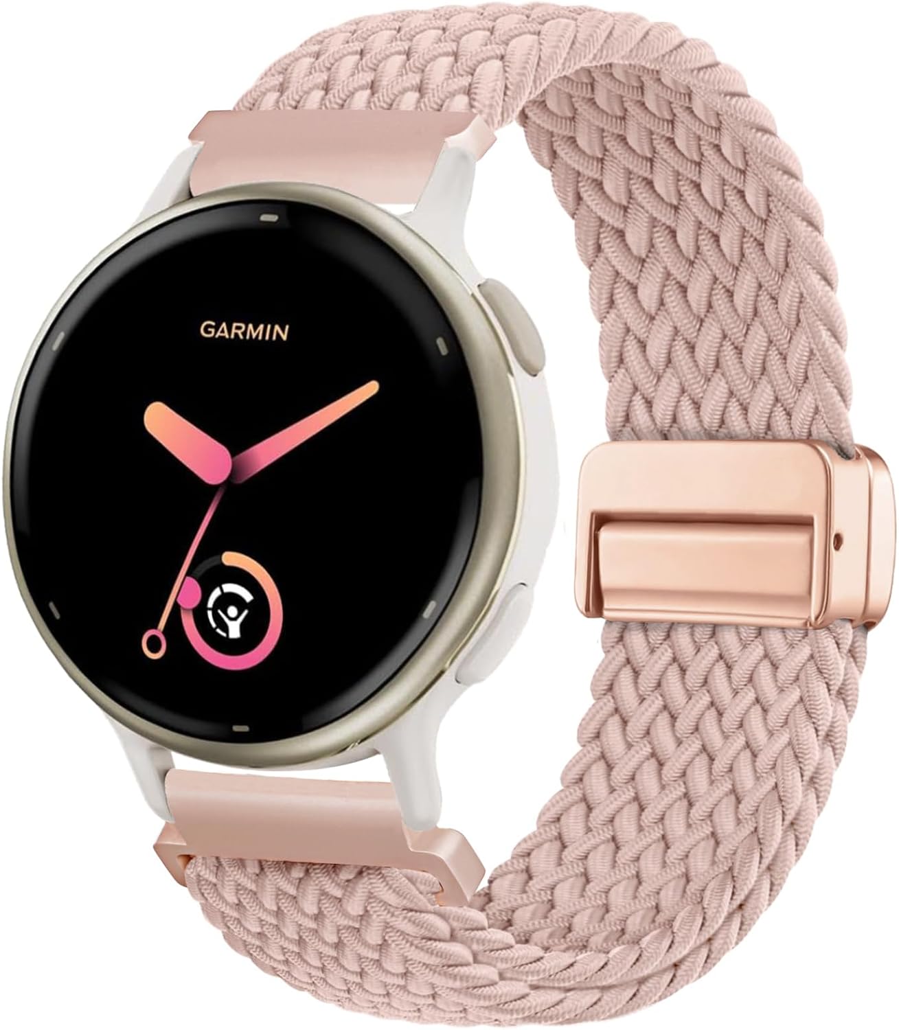 Braided Nylon Watch Band Compatible with Garmin Vivoactive 6/Vivoactive 5/ Vivoactive 3,20mm Magnetic Stretchy Elastic Fabric Strap for Garmin Venu Sq/Forerunner 55/165/245/645 Women Men