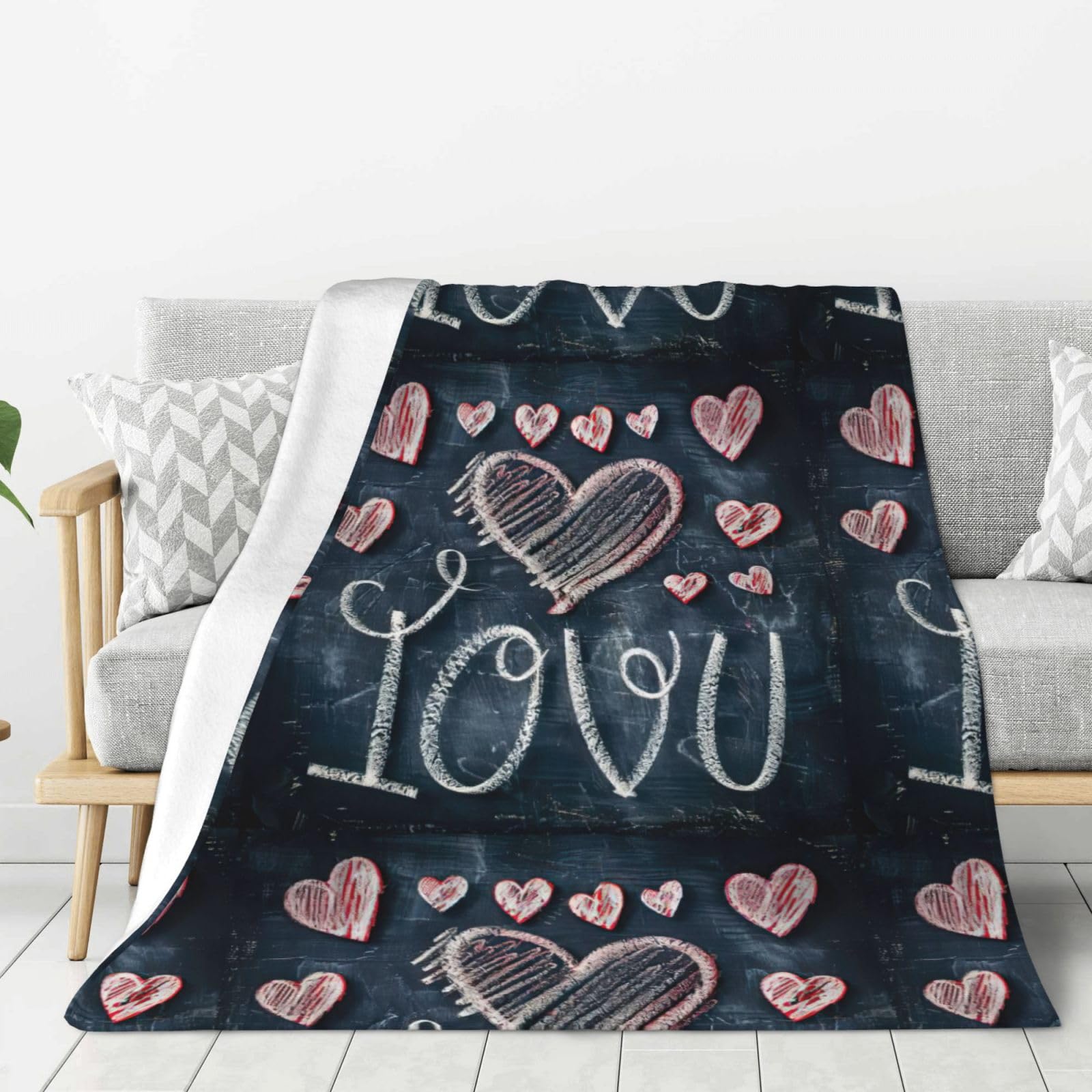Couverture douce de camping et canapé chaude avec cœurs imprimés romantique