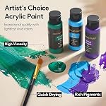 Acrylic Paint Set with 12 Art Brushes, 24 Colors (2 oz/Bottle) Acrylic Paint for Painting Canvas, Wood, Ceramic and Fabric, Paint Set for Beginners, Students and Professional Artist, Rich Pigments