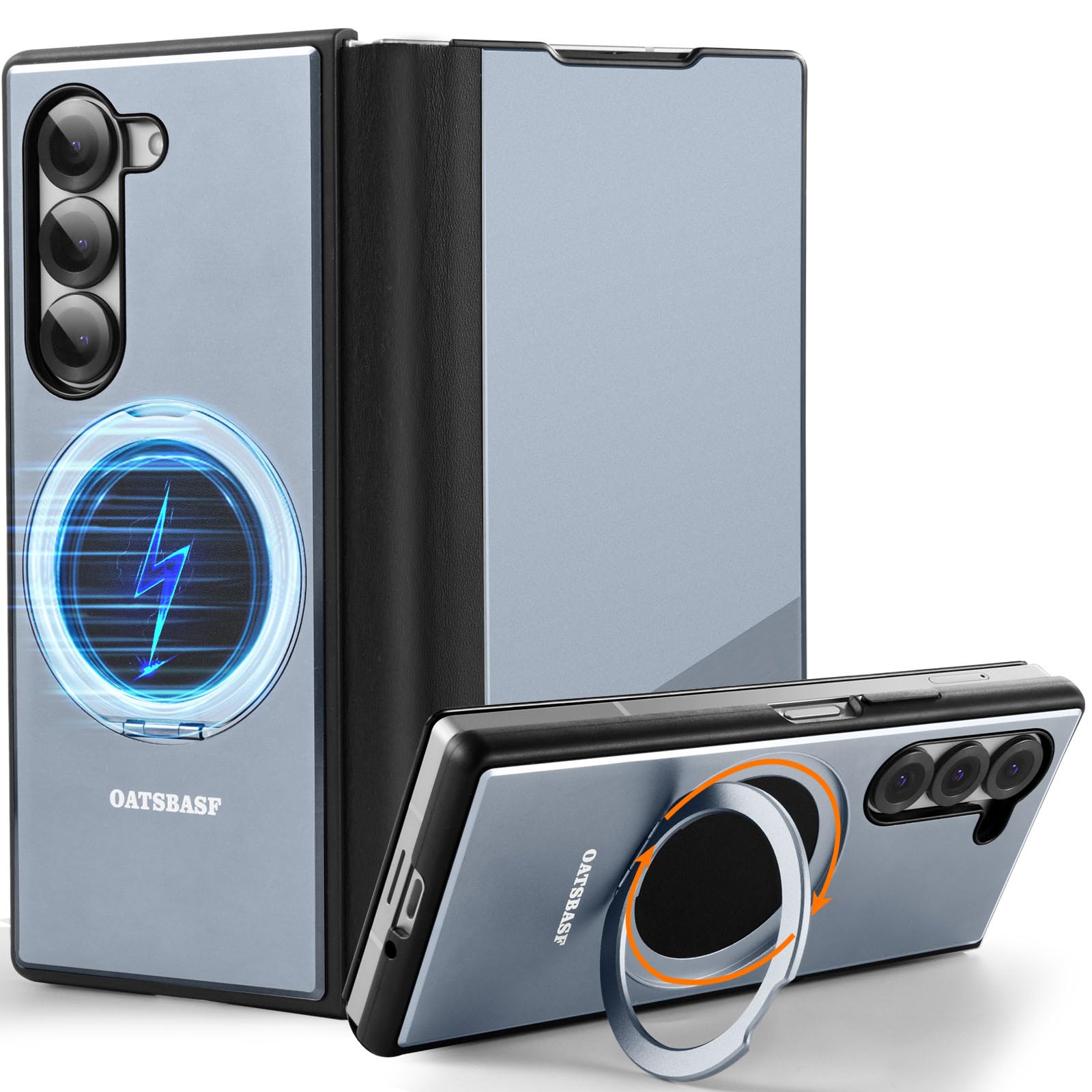 Coque Galaxy Z Fold 5 Magsafe en cuir et métal avec béquille rotative - 8
