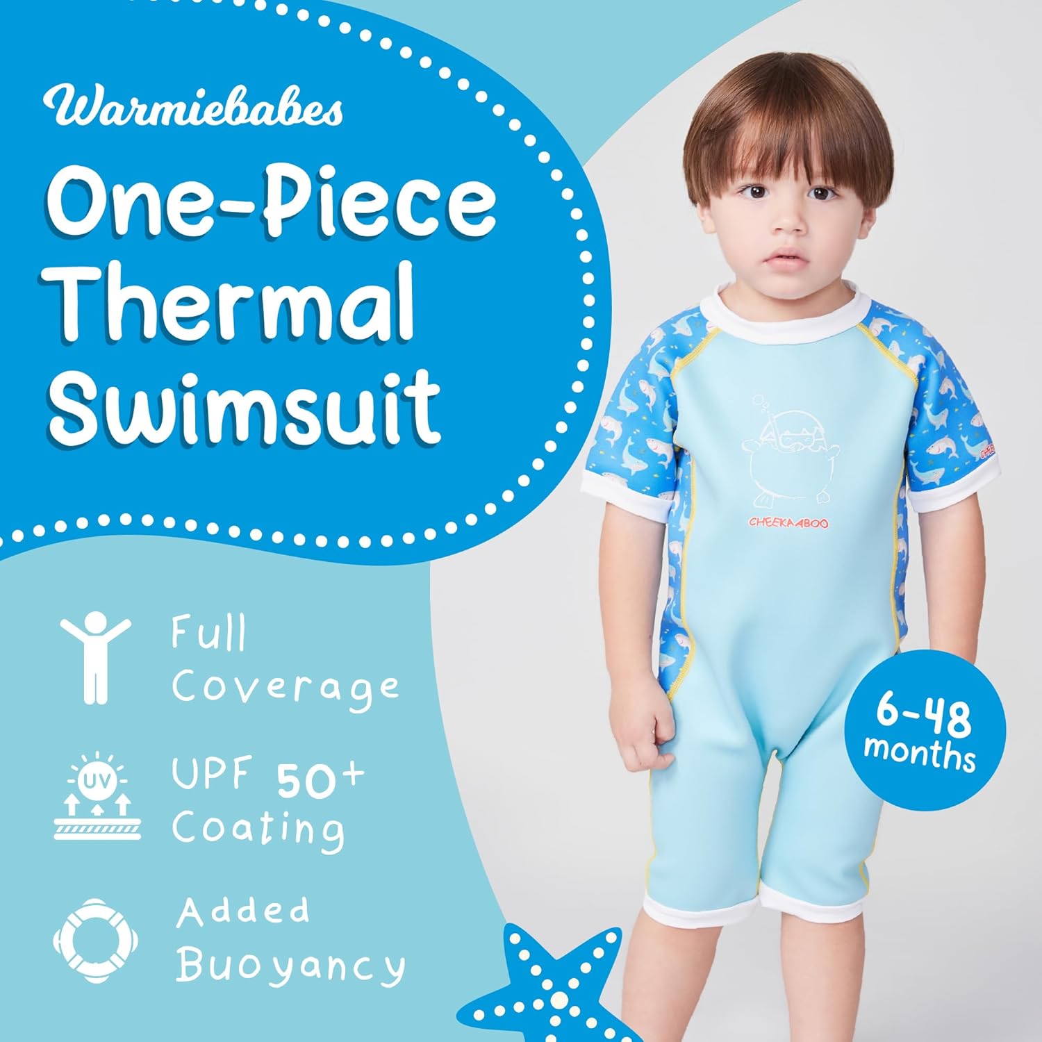 Warmiebabes Baby & Toddler Thermal Swimsuit 2mm Neoprene Wetsuit | UPF50+ Sun Protection, Snug Arm & Leg Bands | Keeps Infants & Kids Warm in Water (6 Months – 4 Years)