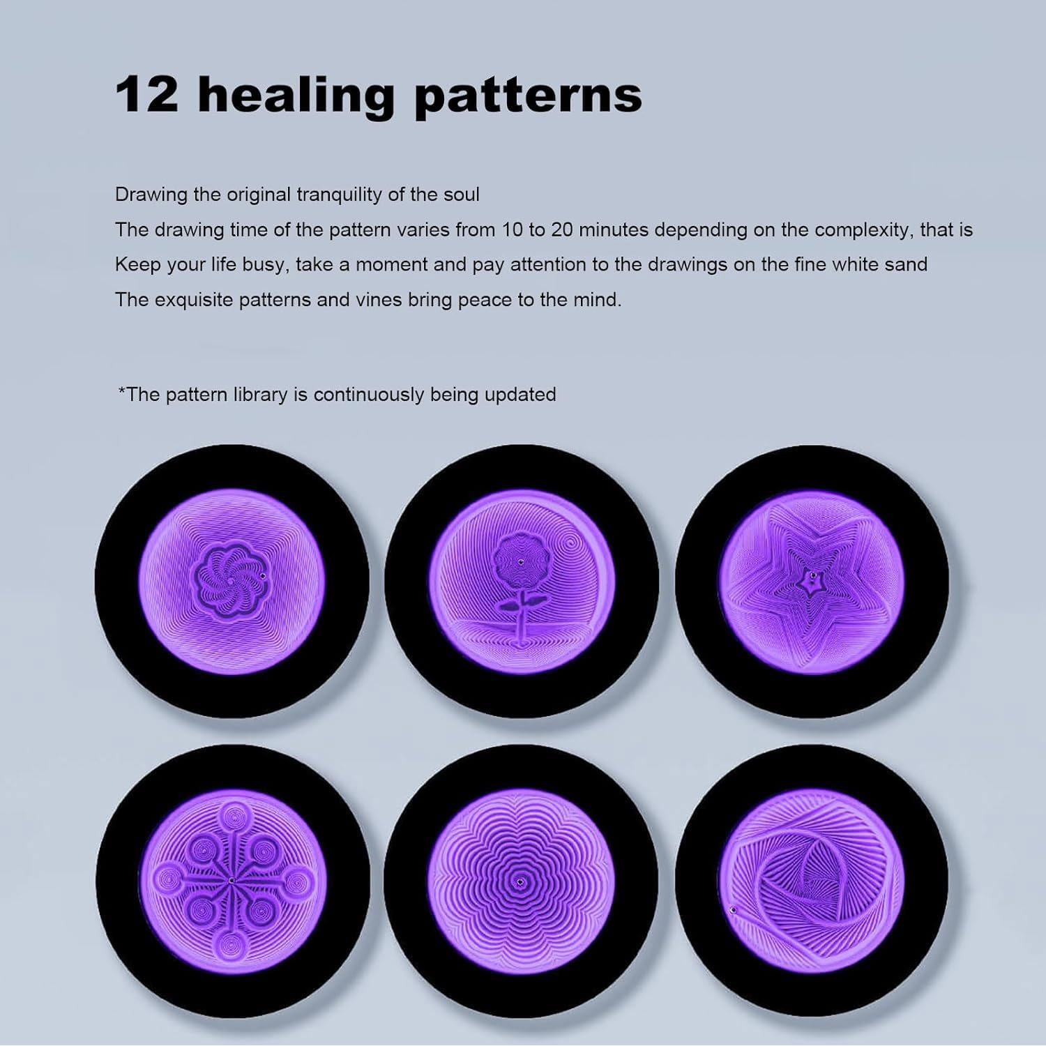 Bandeja de Arte con Arena Zen con 19 Patrones y 7 Luces LED de Colores, Mesa de Arena magnética controlada por aplicación para aliviar el estrés y Reducir la ansiedad.